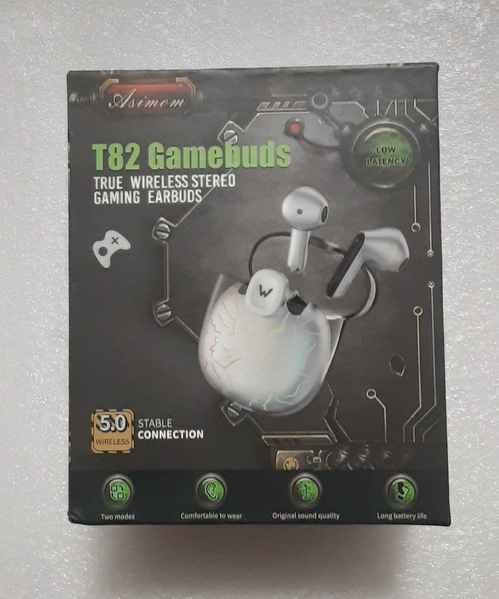 New ASIMOM 5.0 Bluetooth Wireless Stereo Gaming Earbuds with 4 Microphones for Calls, Touch Control, RGB Lights Charging Case