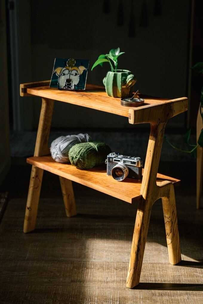 Mid-Century Modern Side Table - Maple & Cherry