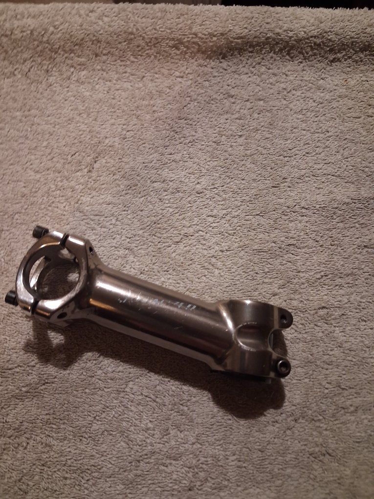 Thomson Elite X4 aluminum bicycle stem in a polished silver finish. 