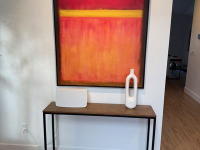 Black Metal Console Table with Wood Top
