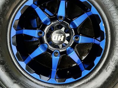 HD Alloy Blue Wheels with GBC Mongrel 10-Ply Tires Set