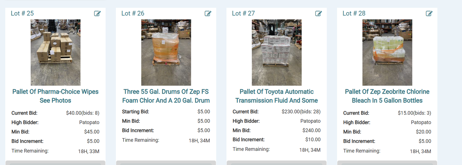 Pallet Auction Every Wednesday!!