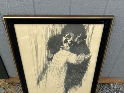 Aldo Luongo 1969 Charcoal Lithograph