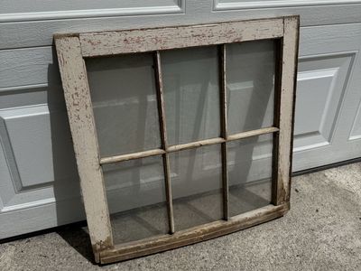 Antique Vintage Shabby Chic 6 Pane Farmhouse Window 24” x 23”