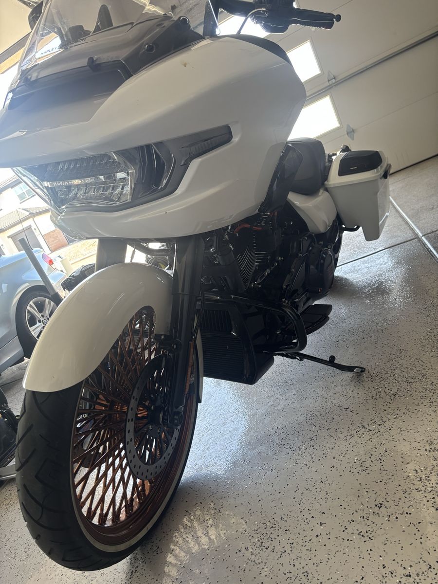 2024 Harley-Davidson Road Glide White Touring Motorcycle Custom Wheels Upgrades