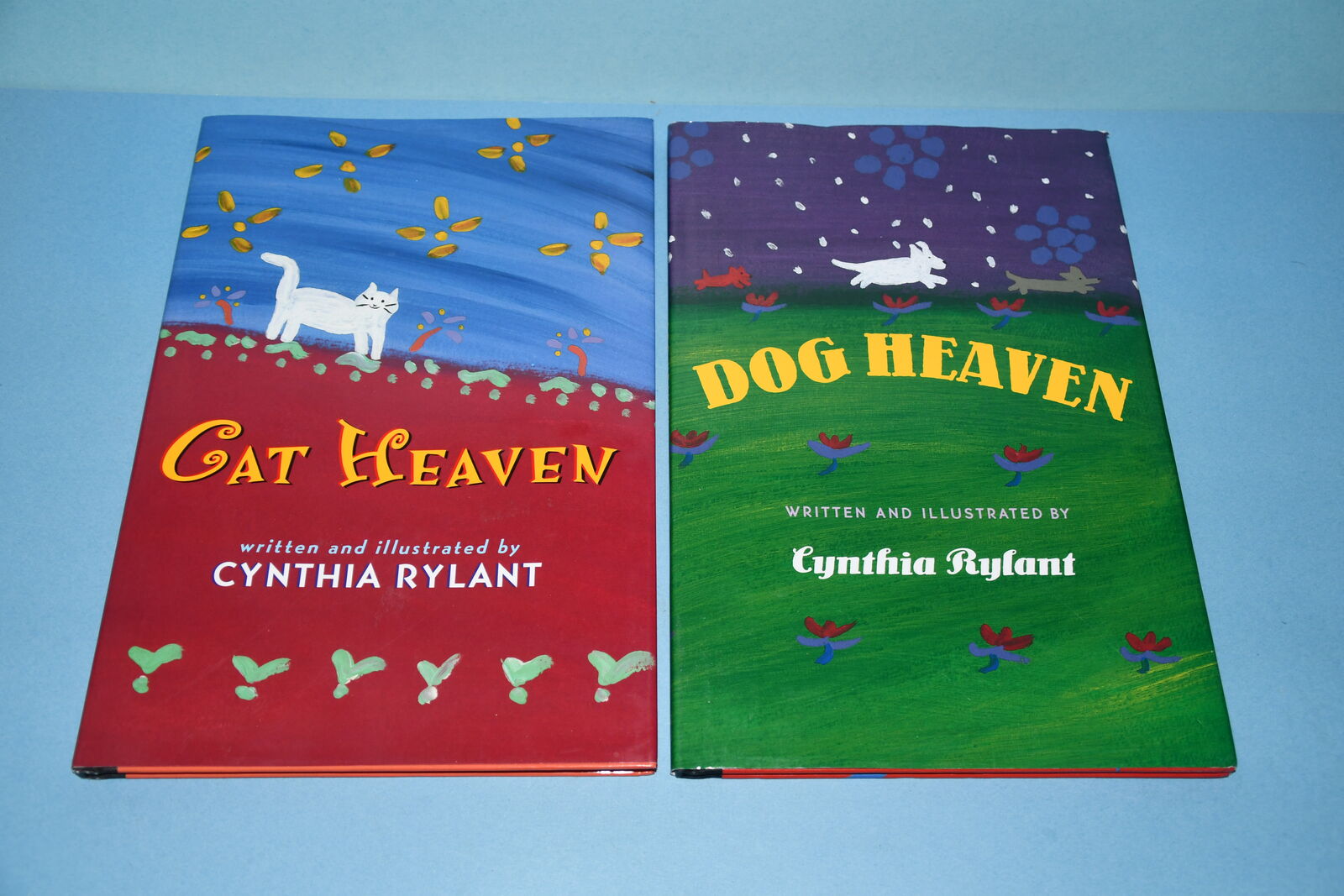 2 CHILDRENS HARDCOVER CHILDRENS BOOKS ~ CAT HEAVEN & DOG HEAVEN ~ THE LOSS of a BELOVED PET ~ NO NAMES or WRITING!