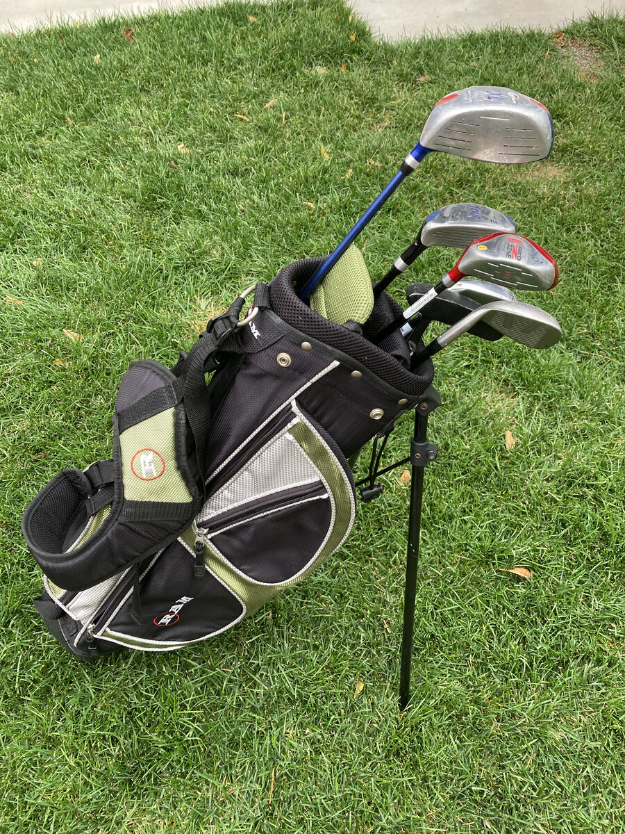 Youth Golf Clubs and Bag Set:  Driver, 3 Wood, 5 Hybrid, mid iron,  SW and putter (see below for description)