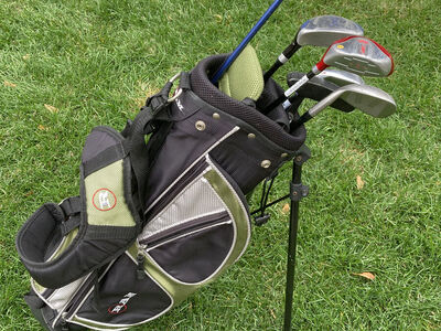 Youth Golf Clubs and Bag Set: Driver, 3 Wood, 5 Hybrid, mid iron, SW and putter (see below for description)
