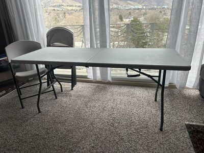 PDG 6ft Folding Table + 4 Lifetime Chairs