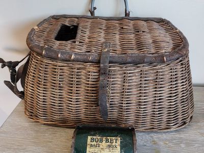 Antique Vintage Fishing Creel and Bait Box