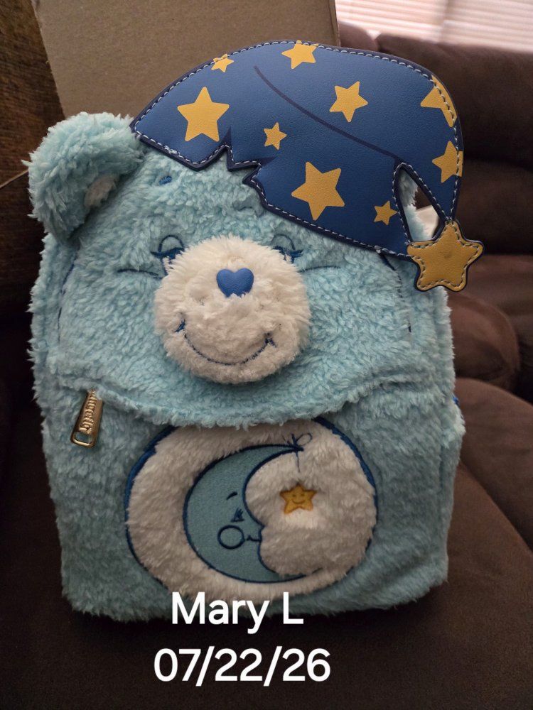 Loungefly Care Bears Bedtime Bear Cosplay Fuzzy Mini Backpack