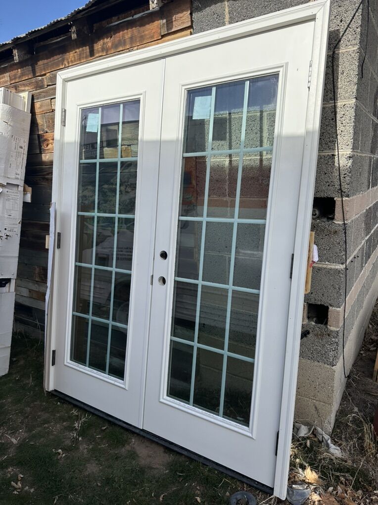 brand New White Exterior French Door 60x80