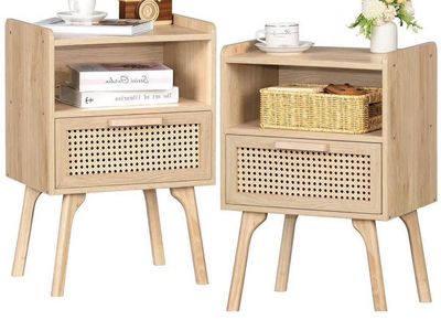 Rattan Nightstands - Set Of 2 – Natural Boho Style