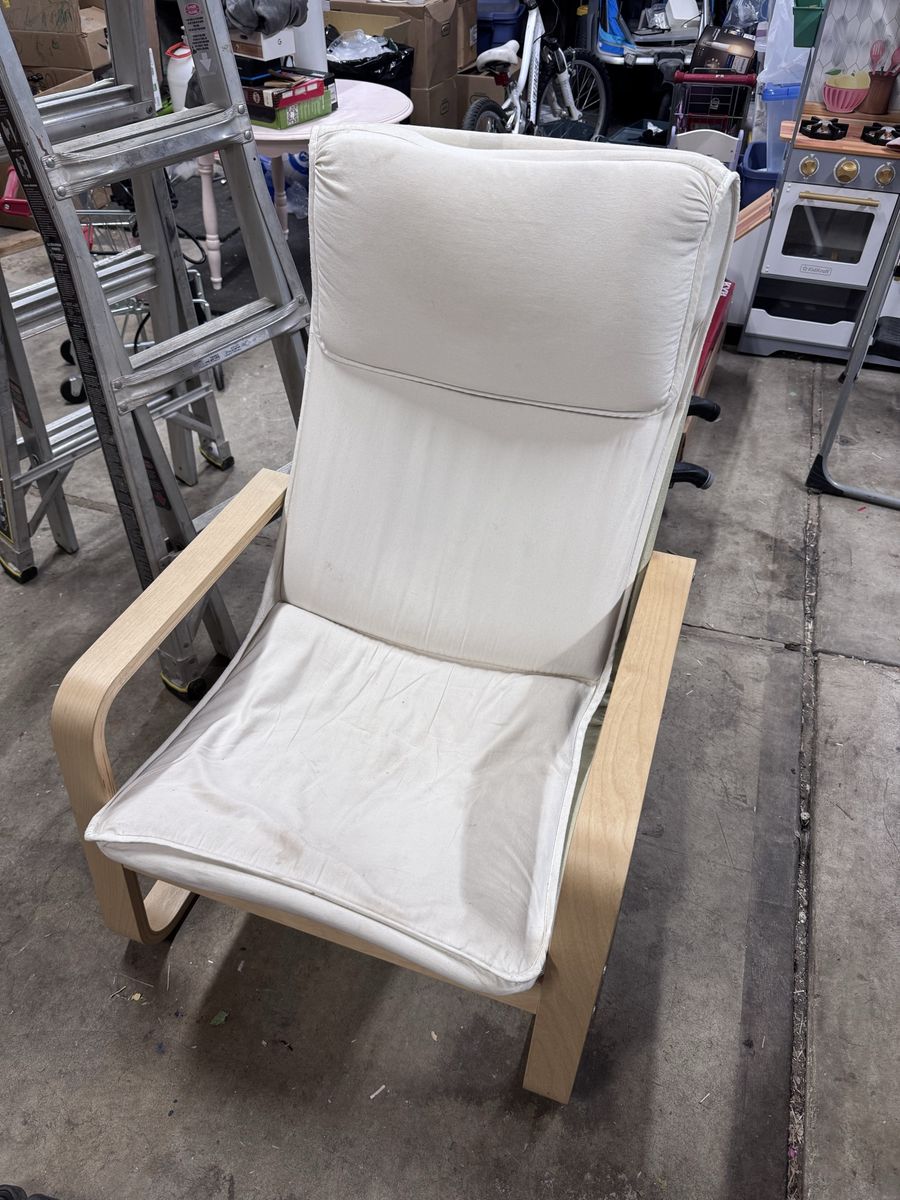 IKEA Poäng Armchair - Light Wood Frame, Cream Cushions - Good Condition