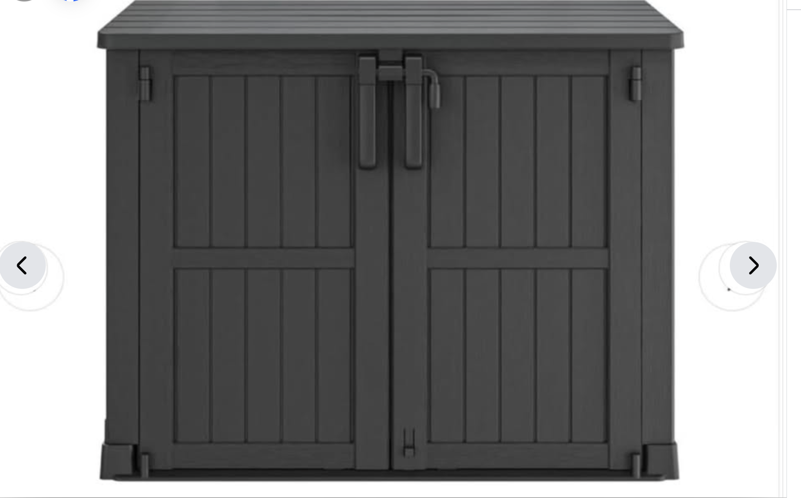 New in Box, Horizontal Storage Shed29.1"D x 51.1"W x 43.3"H Resin Storage Shed 36 Cu. Ft. Capacity