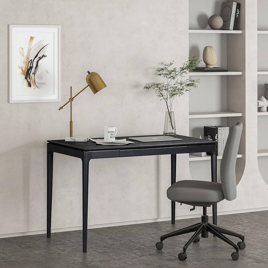 Modern Wooden Rectangle Desk Table Hidden Drawer