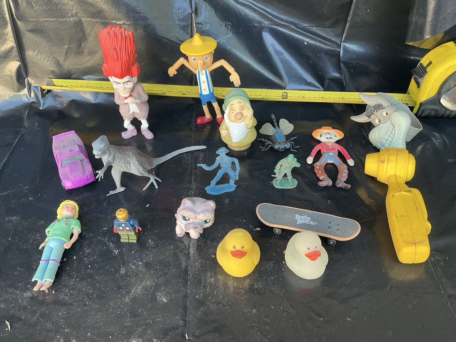 Assorted Vintage Toys Lot - Dolls, Action Figures, Skateboard, Animals & More