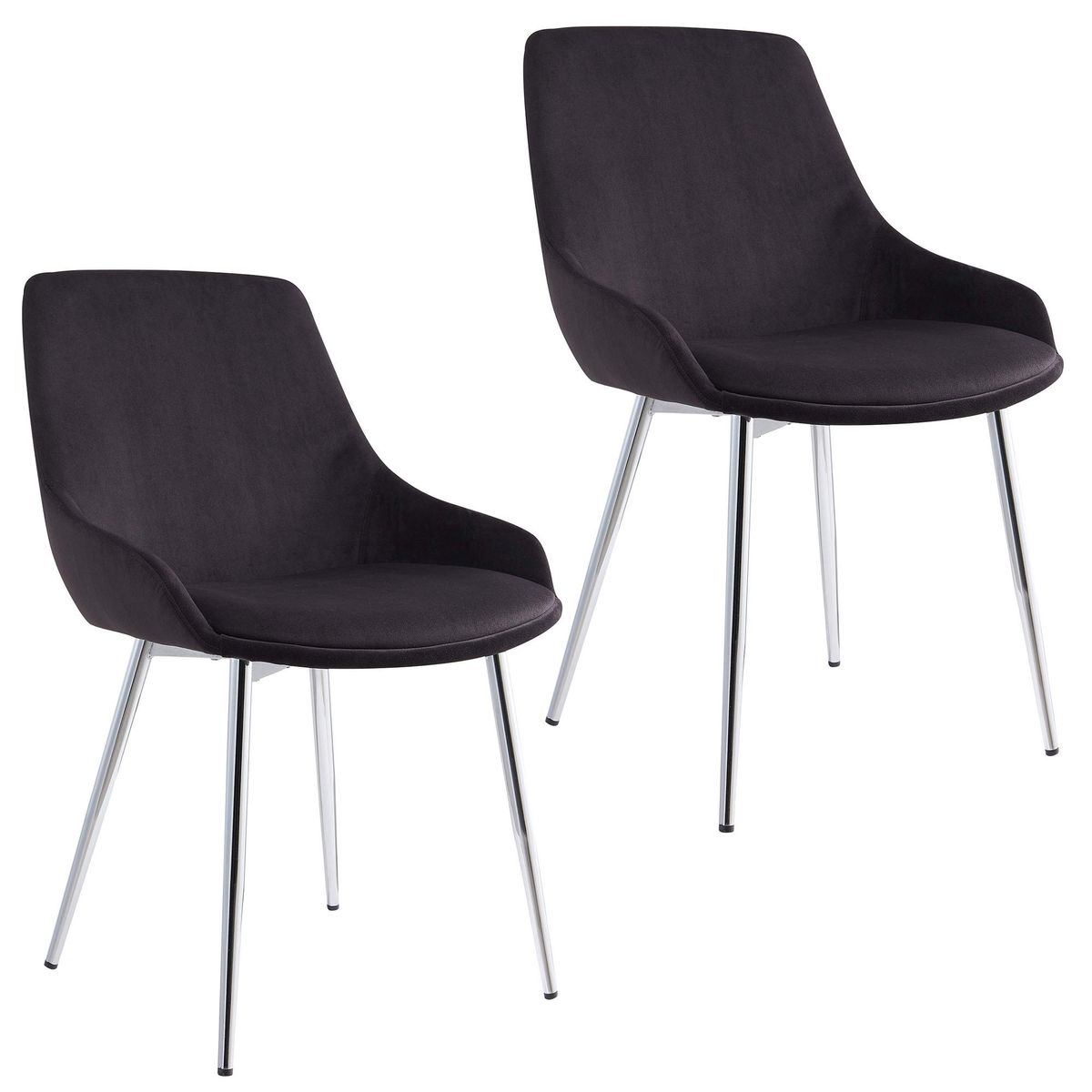 Black Velvet/Chrome Dining/Side Chair (Set of 2)
