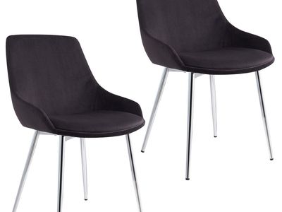 Black Velvet/Chrome Dining/Side Chair (Set of 2)