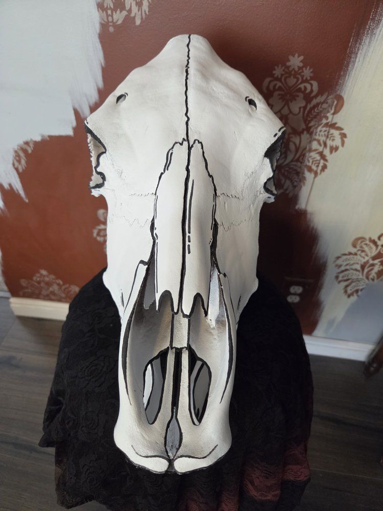 Black and White 2D Painted Cow Skull