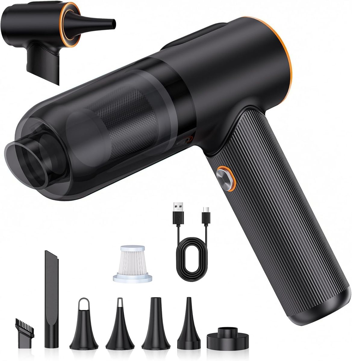 NEW Car Vacuum Cleaner, 20000Pa Suction Power Handheld, 4-in-1 Portable Car Vacuum with 2 Suction Modes, Type-C Charge