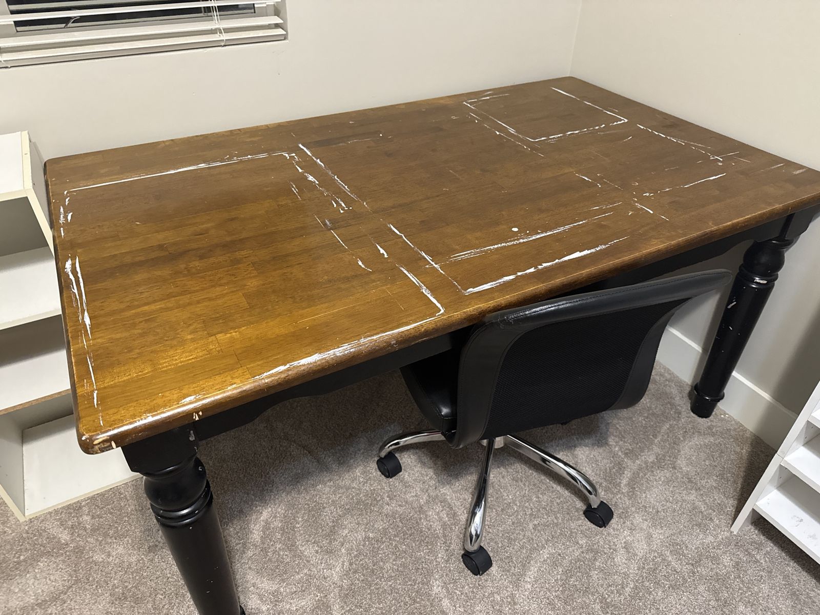 Wooden Desk with Black Legs - Brown Top - Perfect for DIY or Workspace