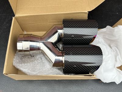 Dual Carbon Fibre Exhaust Tip 3" To 4" Universal