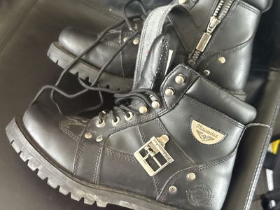 Milwaukee Leather Men's Black Lace-Up Motorcycle Boots with Side Zipper, Size 8.5