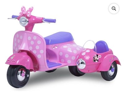 New 6V Disney Minnie Mouse Happy Helpers Scooter with Sidecar Ride-On Toy by Kid Trax