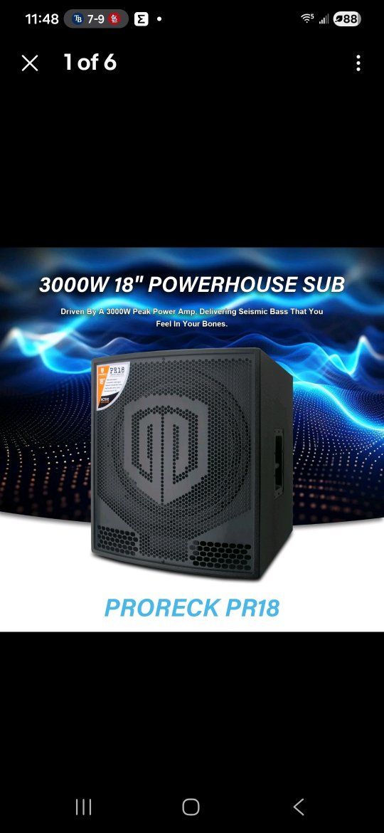 PROREProreck PR18 18-Inch Powered Subwoofer 3000w
