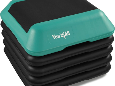 YES4ALL 16"X16" ADJUSTABLE HIGH STEP AEROBIC PLATFORM PLUS 4 RISERS, HEIGHT-ADJUSTABLE 4"-6''-8''-10''-12" -NEW!!!