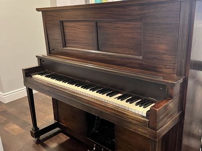 Antique Player Piano - Dark Wood Upright Piano with Roll Mechanism