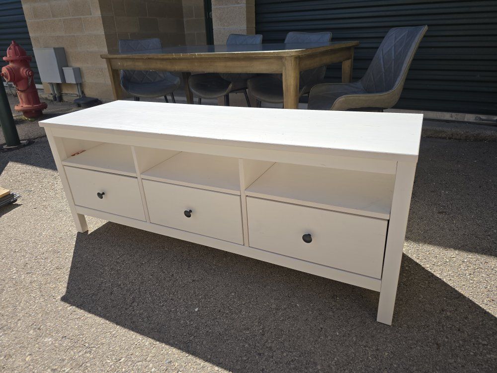 White 3 Drawer Low Dresser/Bench