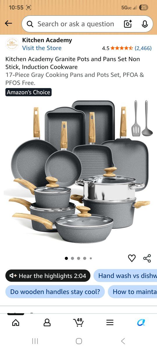 NEW IN BOX 17 pc. Kitchen Academy Granite Nonstick Cookware