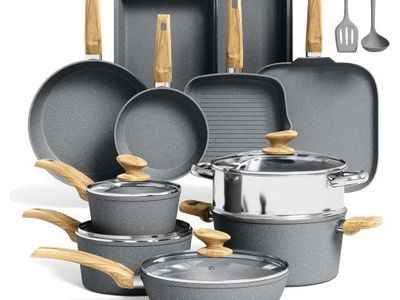 NEW IN BOX 17 pc. Kitchen Academy Granite Nonstick Cookware