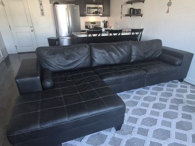 brown leather sectional
