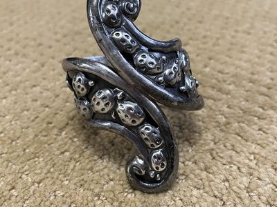 Vintage Mexican Sterling Silver Chunky 'Taxco' Bracelet - Cactus Pattern
