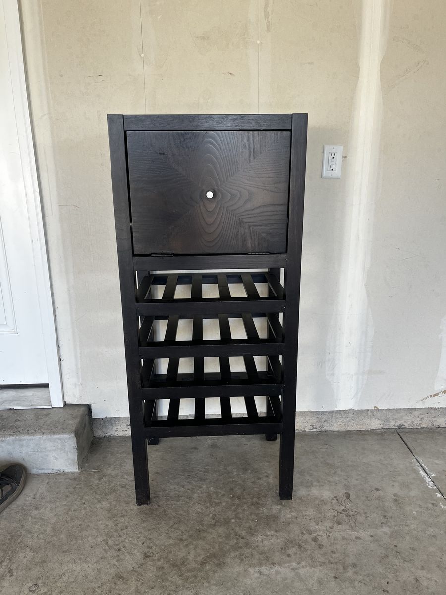 Black Wood Wine Rack & Freestanding Bar Cabinet