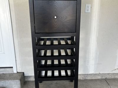Black Wood Wine Rack & Freestanding Bar Cabinet