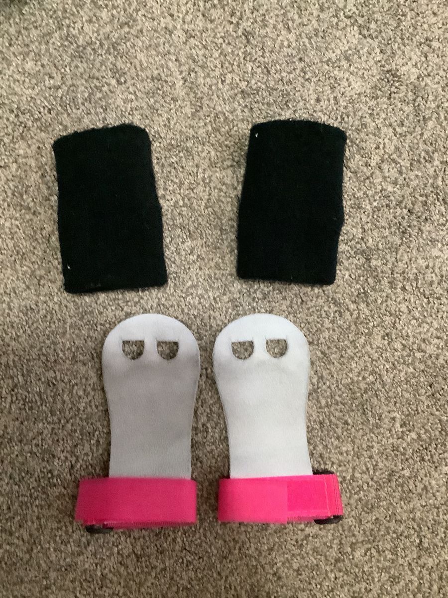 Used Gymnastics Grips & Wristbands - Pink & Black, Excellent Condition