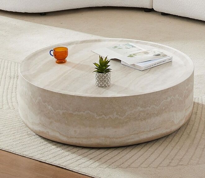 Brand New Faux Fake Marble Round Coffee Table