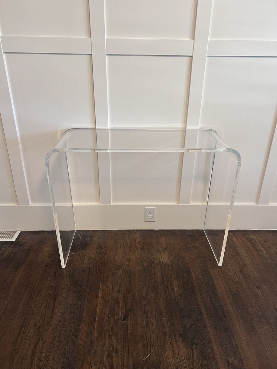 Clear Acrylic Waterfall Console Table - Modern Minimalist Entryway Accent