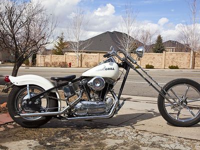 ‘67 Iron Head Custom Chopper Motorcycle. Twisted Springer fork