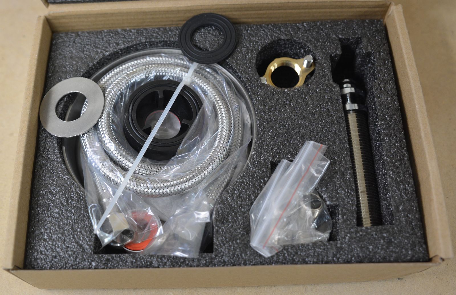 New Metal Glass Rinser / Cup Washer for Kitchen Sink – Brushed Nickel – Complete Installation Kit