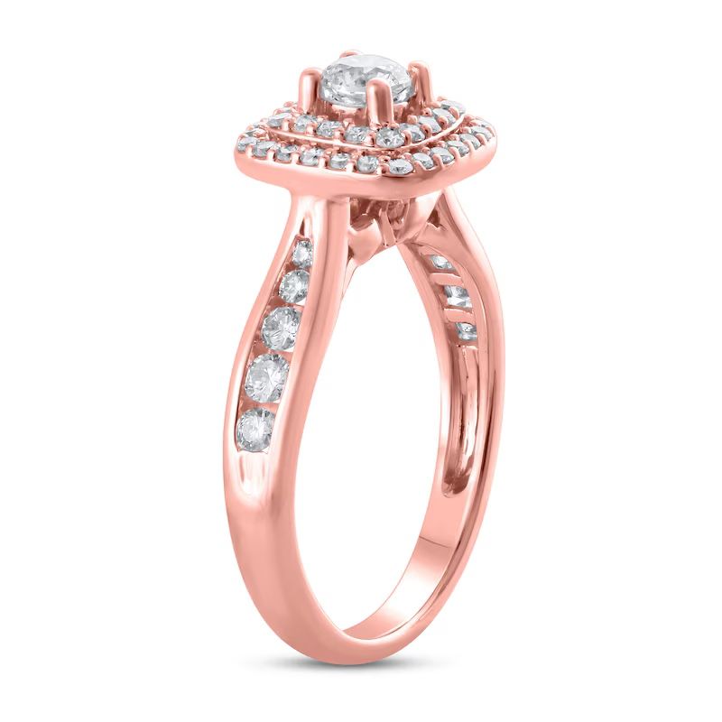 Rose Gold Double Halo Diamond Engagement Ring