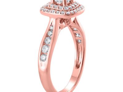 Rose Gold Double Halo Diamond Engagement Ring