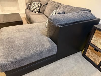 Sectional grey family room couch
