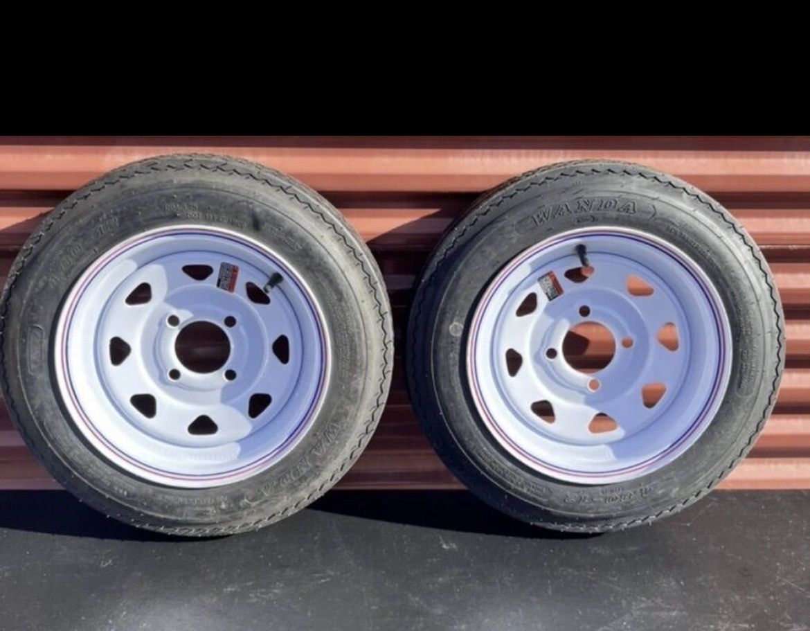 New Set Of 2 4.80-12 trailer Tire With Rim 4 On 4