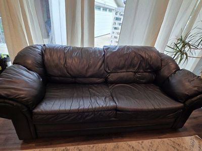 Black Leather/Vinyl Couch - Used Good Condition