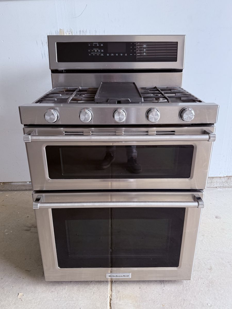 Kitchenaid Double Oven, Dual Fuel, 5 Burner Range